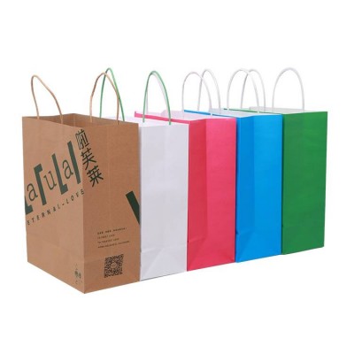 Recycled Custom Shopping Packaging Brown Kraft Paper Bags With Handles