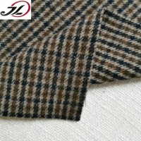 Classic basic yarn dyed check brushed poly woven tweed woolen fabric for jacket